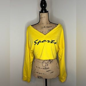SHEIN Womens Sport Yellow Long Sleeve Crop Top